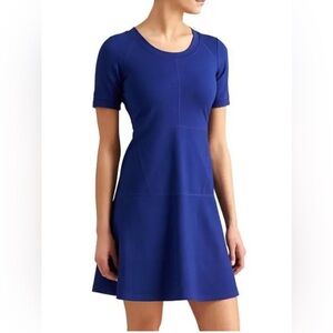 Athleta En Route Short Sleeve Dress Midnight Blue Size XS